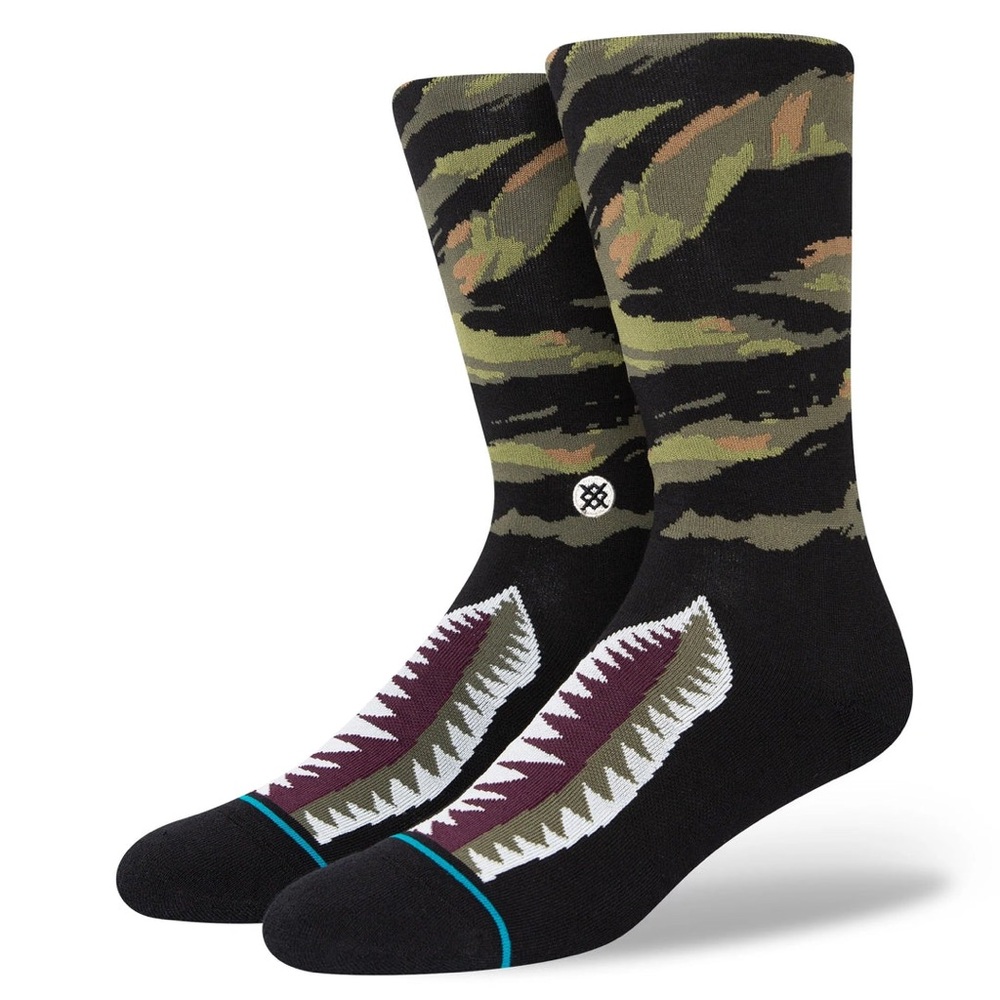 Stance Crew Socks Camo Warbird Green Black Infiknit Size Medium (Men's 6-8.5)